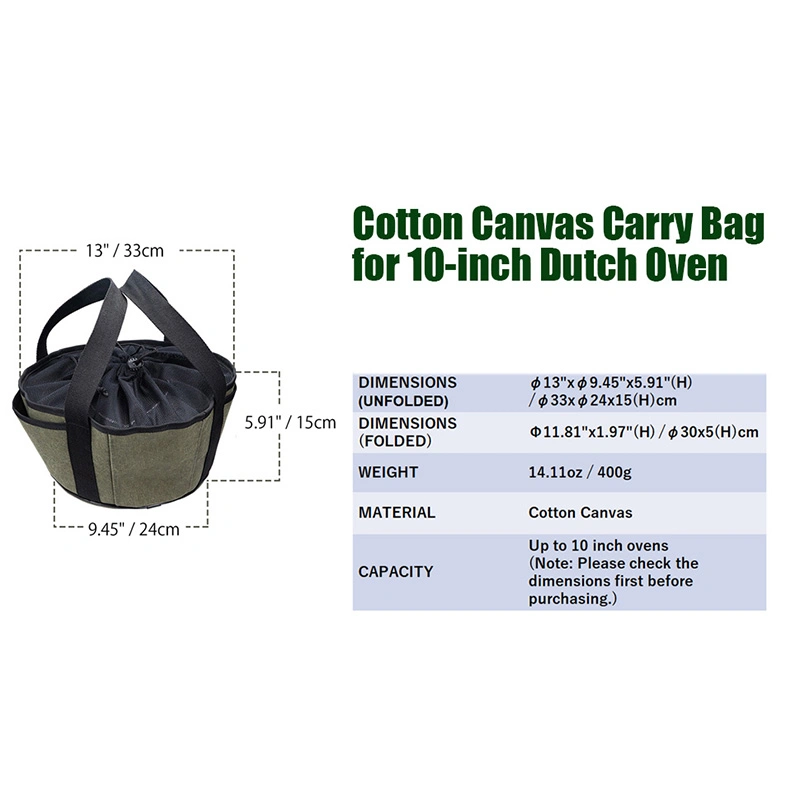 Travel Portable Outdoor Camping Canvas Drawstring Dutch Oven Carry Bag